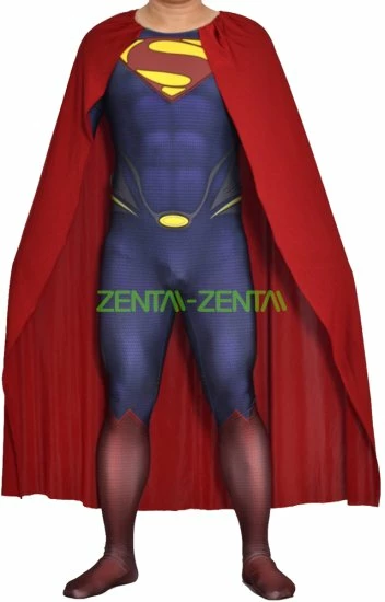 3D Cut Superman Printed Spandex Lycra Costume With Rubber Chest Symbol And Cape 1 3D Cut Superman Printed Spandex Lycra Costume With Rubber Chest Symbol And Cape