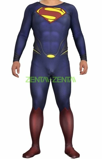 3D Cut Superman Printed Spandex Lycra Costume With Rubber Chest Symbol And Cape 3 3D Cut Superman Printed Spandex Lycra Costume With Rubber Chest Symbol And Cape - Image 3