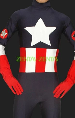 American Captain Spandex Lycra Unisex Zentai Costume 2 American Captain Spandex Lycra Unisex Zentai Costume - Image 2