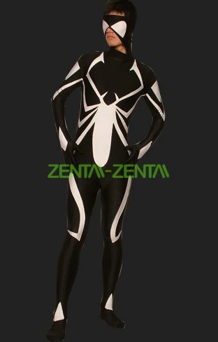 Arachne (Julia Carpenter)-Black And White Spandex Lycra Catsuit 1 Arachne (Julia Carpenter)-Black And White Spandex Lycra Catsuit