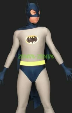 Bat Man! Grey And Dark Blue Lycra Spandex B-guy Zentai Suits
