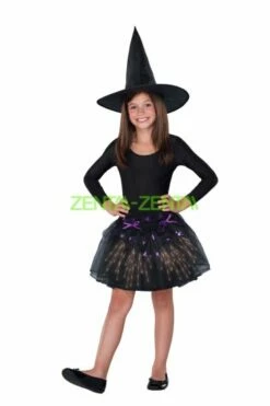 Black And Purple Little Firework Witch Halloween Costume For Kid