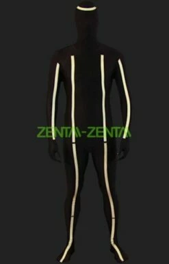 Black And White Strips Spandex Lycra Full Body Suit / Zentai Suit
