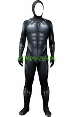 Black Panther Costume With Puff Printings,Claws And Necklace