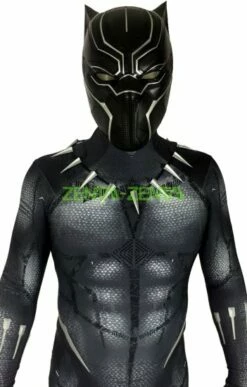 Black Panther Costume With Puff Printings ,Claws,Necklace And Helmet -Ghostly Store black panther costume with puff printings claws necklace and helmet 718176.image .351x550