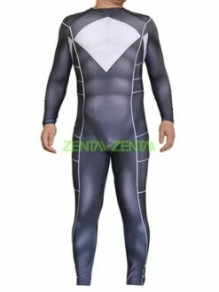Black Power Rangers Printed Spandex Lycra Costume With 3D Muscle Shadings
