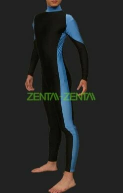 Blue And Black Spandex Lycra Jumpsuits