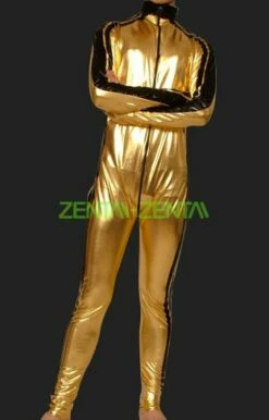 Bruce Lee- Golden And Black Shiny Metallic Jumpsuit