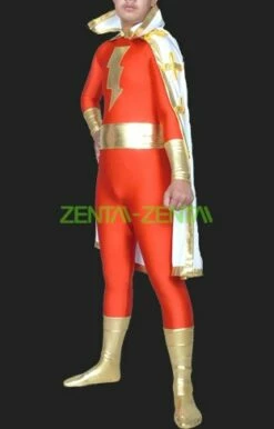 Captain Marvel ! Red And Gold Spandex Lycra Super Hero Zentai Suits