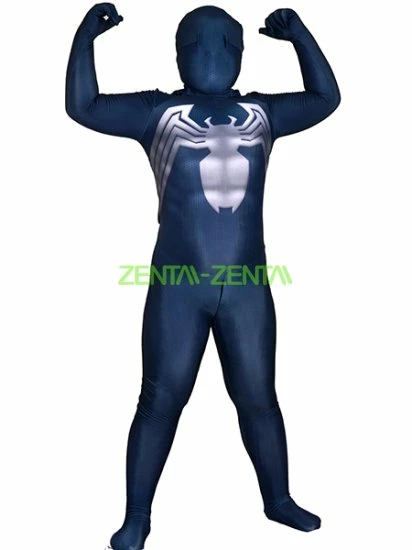 Classic Black Symbiote Kids Printed S-guy Zentai Suit With 3D Shades 1 Classic Black Symbiote Kids Printed S-guy Zentai Suit With 3D Shades