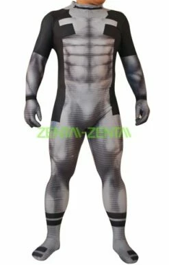 Deadpool Costume | Black And Grey Printed Spandex Lycra