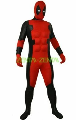 Deadpool Costume | Black Matte Metallic And Red Spandex Lycra Zentai Suit