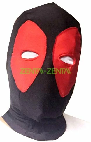 Deadpool Hood | Red And Black Spandex Lycra Hood With Peak 1 Deadpool Hood | Red And Black Spandex Lycra Hood With Peak