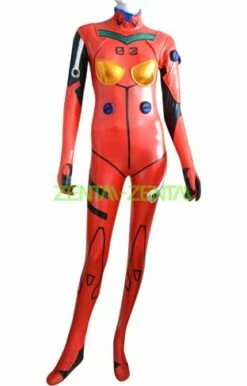 EVA Costume | Red And Black Shiny Metallic Zentai Suit