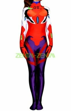 Evangelion Costume | Red And Purple Spandex Lycra Zentai Suit