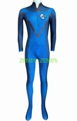 Fantastic 4 Printed Spandex Lycra Costume With Front Zipper And Chest Symbol