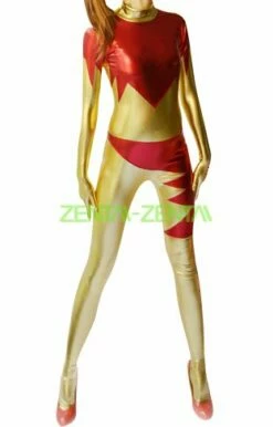 Gold And Red Shiny Metallic Super Hero Zentai Costume