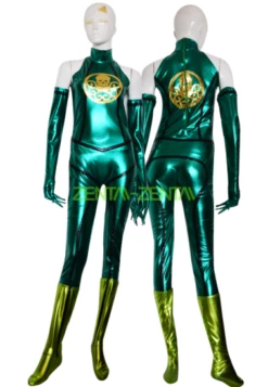 Green And Gold Shiny Metallic Superhero Costume