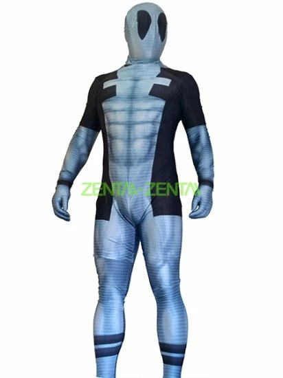 Grey Deadpool | Printed Spandex Lycra Zentai Costume With 3D Muscle Shading 1 Grey Deadpool | Printed Spandex Lycra Zentai Costume With 3D Muscle Shading