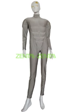 Grey Spandex Lycra Muscle Bodysuit