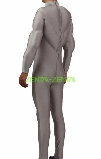 Grey Spandex Lycra Muscle Bodysuit 2 4 Grey Spandex Lycra Muscle Bodysuit 2 - Image 4