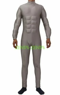 Grey Spandex Lycra Muscle Bodysuit 2