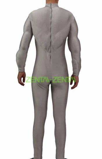 Grey Spandex Lycra Muscle Bodysuit 2 5 Grey Spandex Lycra Muscle Bodysuit 2 - Image 5
