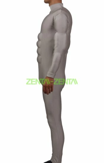 Grey Spandex Lycra Muscle Bodysuit 2 3 Grey Spandex Lycra Muscle Bodysuit 2 - Image 3