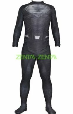 Grey Superman Costume | Printed Spandex Lycra With 3D Muscle Shading