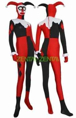 Harley Quinn Costume | Black And Red Spandex Lycra Zentai Suit