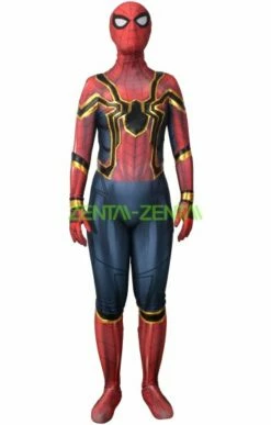 Iron Spider FEMALE Dye-sub Printed Spandex Lycra Costume With Black Leather...