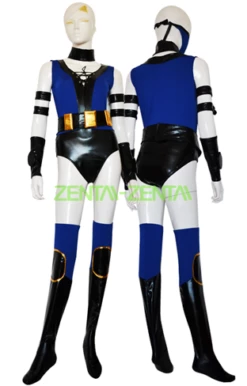 Kitana Costume | Royal Blue And Black 5-Set Catsuit