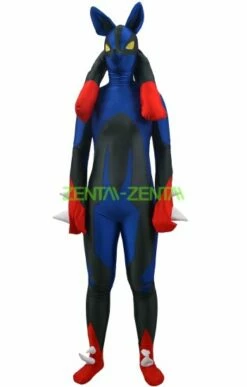 Mega Lucario Spandex Lycra Costume With Padding Details -Ghostly Store mega lucario spandex lycra costume with padding details bb1477.image .351x550