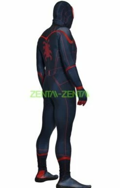Miles Morales Civil War V2 Printed Spandex Lycra Bodysuit Sewn With Fake Leather -Ghostly Store miles morales civil war v2 printed spandex lycra bodysuit sewn with fake leather da504d.image .352x550