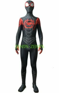 Miles Morales Into The Spider Verse Costume With Puff Painted Silver Lines