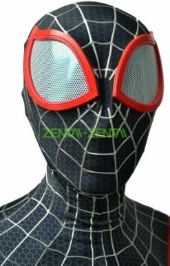 Miles Morales Into The Spider Verse Costume With Puff Painted Silver Lines -Ghostly Store miles morales into the spider verse costume with puff painted silver lines 57dcf2.image .351x550