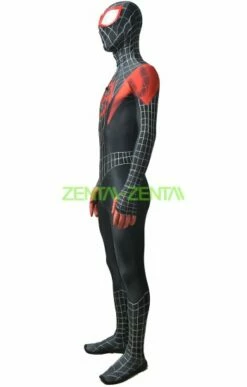 Miles Morales Into The Spider Verse Costume With Puff Painted Silver Lines -Ghostly Store miles morales into the spider verse costume with puff painted silver lines 99b5e8.image .351x550