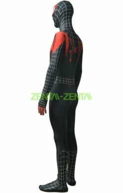 Miles Morales Into The Spider Verse Costume With Puff Painted Silver Lines -Ghostly Store miles morales into the spider verse costume with puff painted silver lines a83610.image .351x550