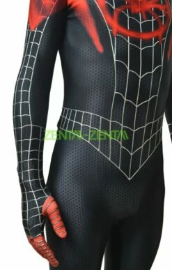 Miles Morales Into The Spider Verse Costume With Puff Painted Silver Lines -Ghostly Store miles morales into the spider verse costume with puff painted silver lines c3d7f5.image .351x550