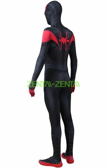 Miles Morales Into The Spider-Verse Printed Spandex Lycra Costume With Lenses... 4 Miles Morales Into The Spider-Verse Printed Spandex Lycra Costume With Lenses... - Image 4