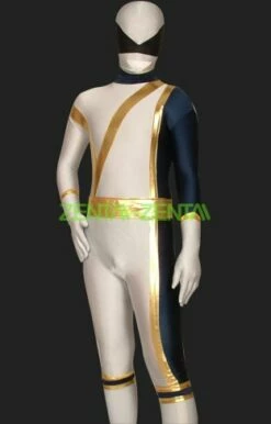 Navy And White Spandex Lycra Full Body Super Hero Suit