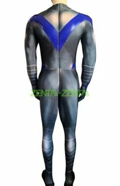 Nightwing Printed Spandex Lycra Costume With Blue PU And Muscle Padding -Ghostly Store nightwing printed spandex lycra costume with blue pu and muscle padding 271109.image .356x550