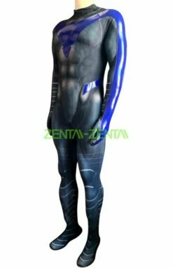 Nightwing Printed Spandex Lycra Costume With Blue PU And Muscle Padding -Ghostly Store nightwing printed spandex lycra costume with blue pu and muscle padding 48b232.image .356x550