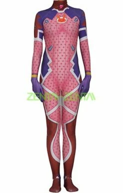 Overwatch D VA Pink Rabbit Custom Pattern Printed Spandex Lycra Costume