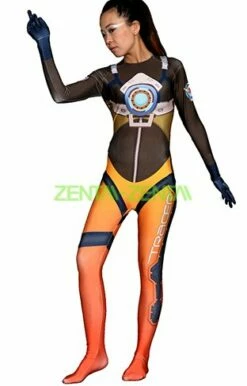 Overwatch Tracer Printed Spandex Lycra Costume With 3D Muscle Shading