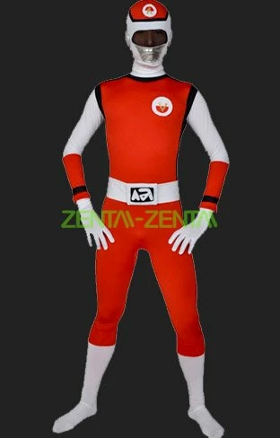 Power Ranger Costume | Red And White Spandex Lycra Bodysuit 1 Power Ranger Costume | Red And White Spandex Lycra Bodysuit