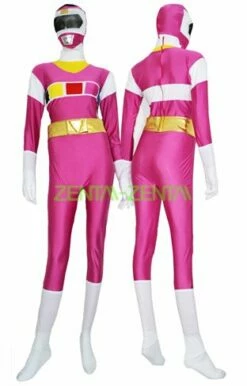 Power Ranger- Henshin Grid Pink And White Spandex Lycra Catsuit 2