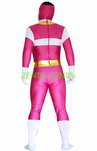 Power Ranger- In Space Pink And White Spandex Lycra Catsuit 2 Power Ranger- In Space Pink And White Spandex Lycra Catsuit - Image 2