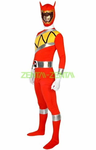 Power Ranger Jungle Fury Costume | Red Spandex Lycra Zentai 3 Power Ranger Jungle Fury Costume | Red Spandex Lycra Zentai - Image 3