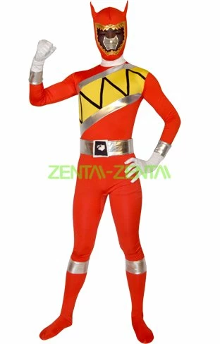 Power Ranger Jungle Fury Costume | Red Spandex Lycra Zentai 1 Power Ranger Jungle Fury Costume | Red Spandex Lycra Zentai
